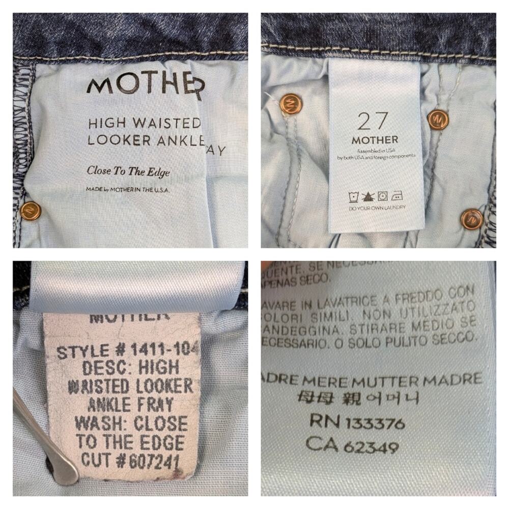 Mother High Waisted Looker Ankle Fray  Size 27 GUC $228    J1544 - Picture 7 of 8